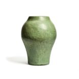 A modern green-glazed red pottery vase