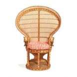 A wicker peacock chair