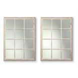 Pair of grey painted rectangular wall mirrors