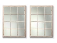 Pair of grey painted rectangular wall mirrors