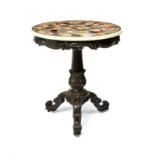 A William IV ebonised and specimen marble centre table