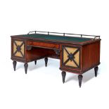 A German walnut and ebonised desk