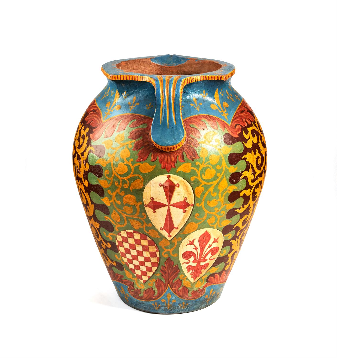 A substantial Italian polychrome painted terracotta vessel or jardiniere - Image 3 of 3