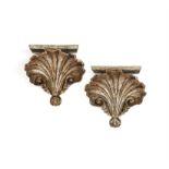 A pair of silvered wood wall brackets in late 18th century style