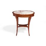 Y A walnut, tulipwood banded and ebonised inlaid oval centre table