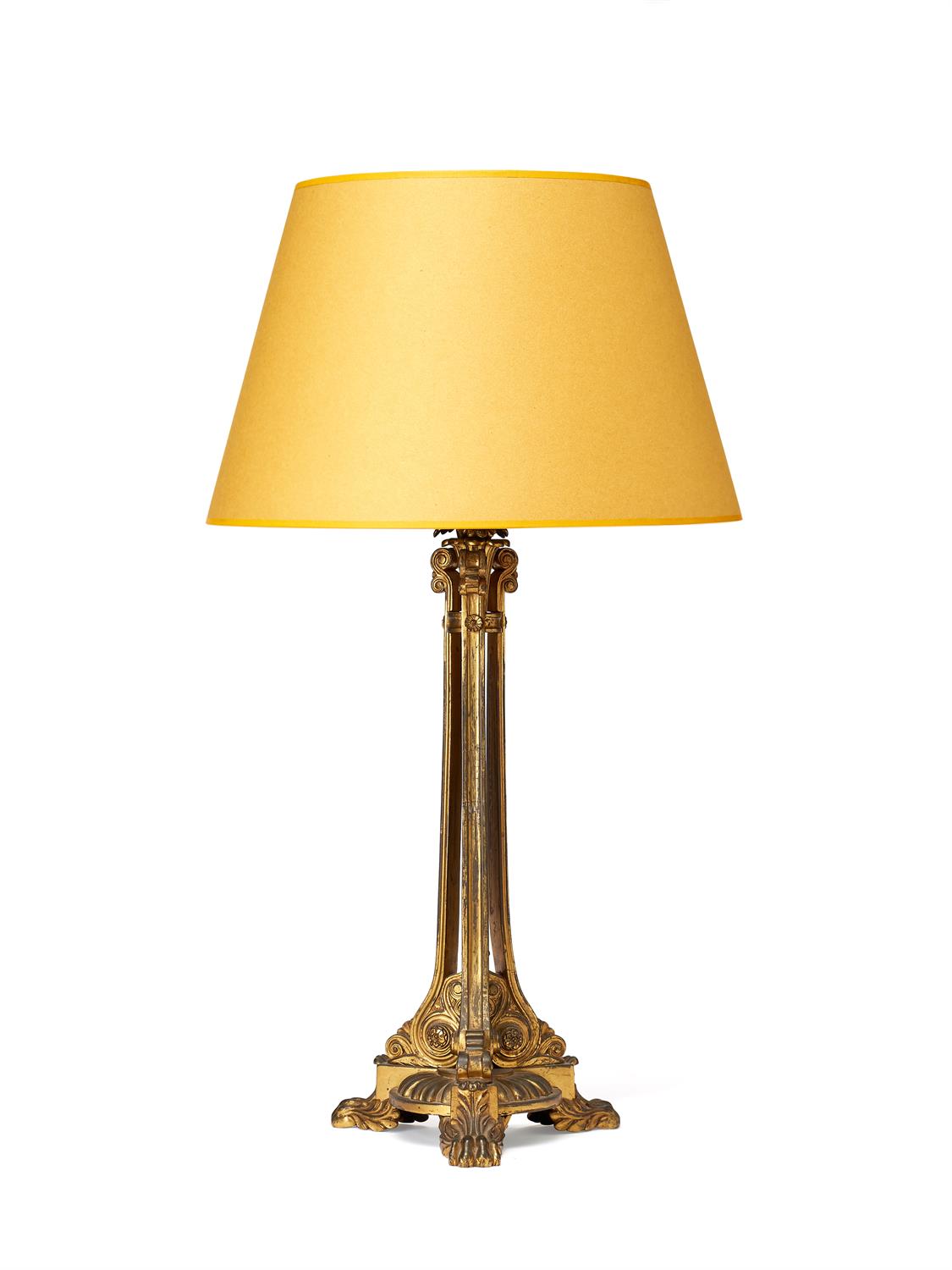 A George IV gilt metal oil lamp base