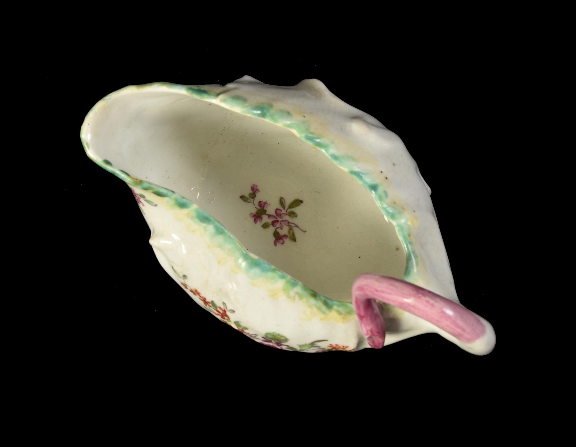 A Derby leaf-shaped polychrome creamboat - Image 3 of 3