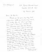 Naipaul V. S., Autograph letter, signed