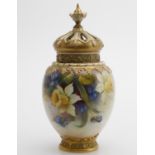 A Royal Worcester Rose pot-pourri vase