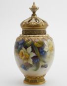 A Royal Worcester Rose pot-pourri vase