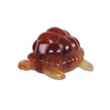 Daum, an amber pate de verre model of a tortoise