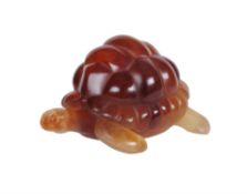 Daum, an amber pate de verre model of a tortoise