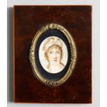 Y Assorted portrait miniatures including a 19th century miniature of a young woma