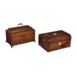 Y A George III mahogany and chequer strung tea caddy
