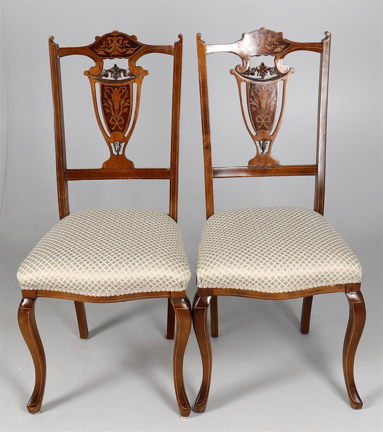 A set of six marquetry inlaid side chairs - Image 2 of 5