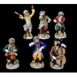 Six late Dresden "Monkey Band" figures