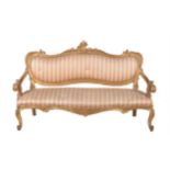A mid-19th century Continental giltwood settee