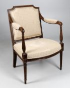 A 19th century French upholstered fauteuil
