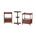 Decorative furniture including a pair of mahogany bedside tables