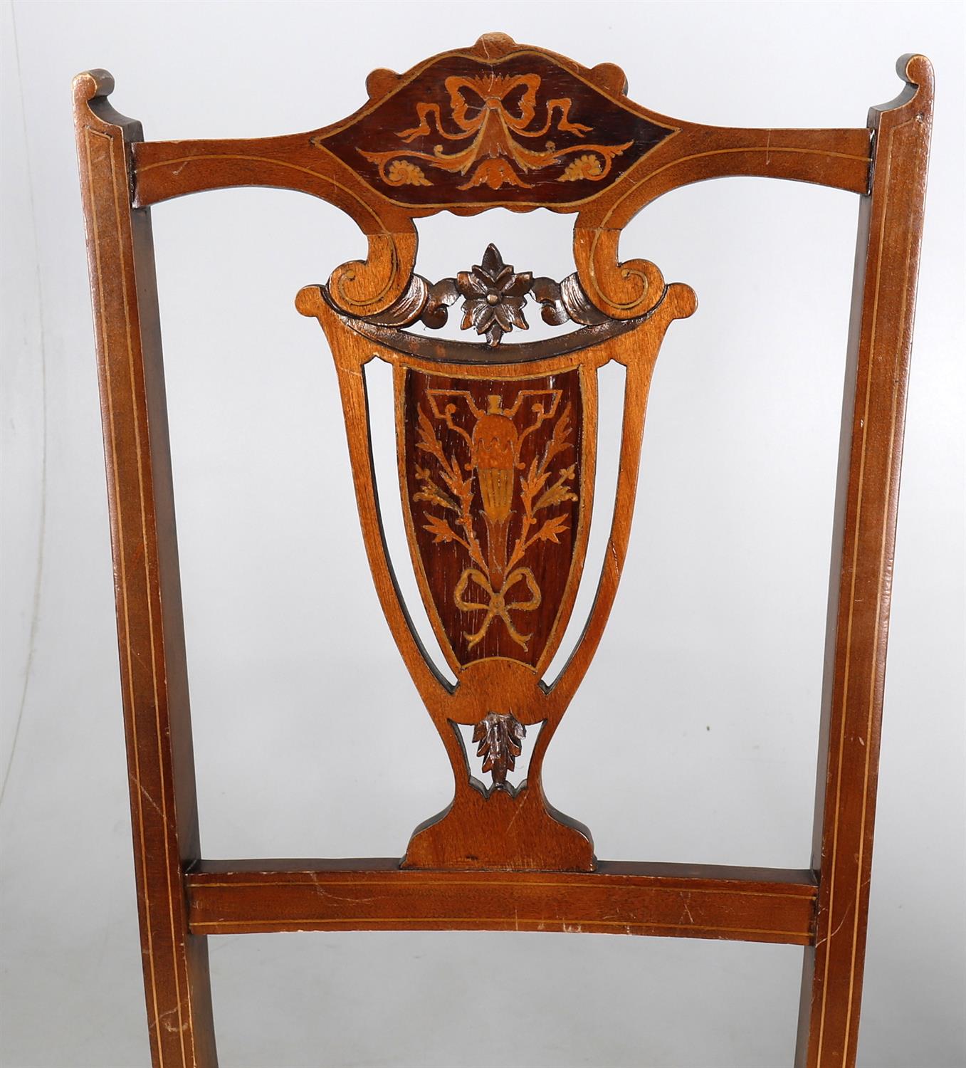 A set of six marquetry inlaid side chairs - Image 3 of 5