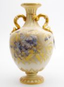 A Royal Worcester Snake-handled vase