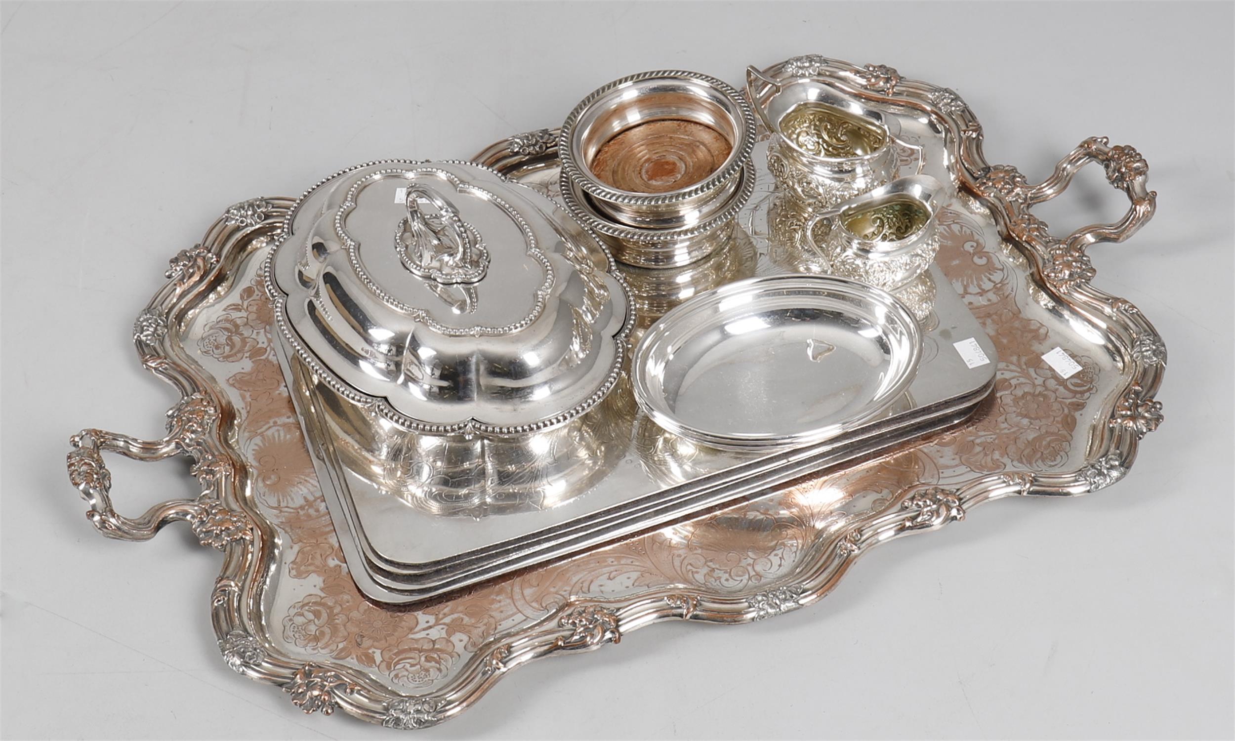 Silver plate including a large twin handled tray