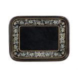 A Victorian papier mache tray retailed by William Whitely