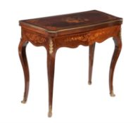 Y An Italian rosewood and marquetry inlaid folding card table
