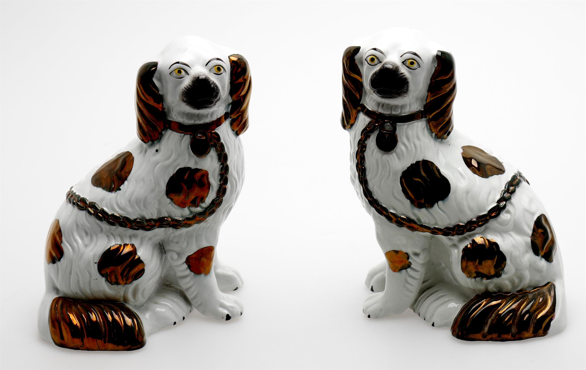 A pair of Staffordshire models of spaniels