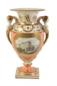 A Grainger's Worcester vase orange-ground and gilt two-handled vase