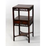 A George III mahogany and fretwork bedside table