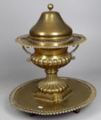 A large 19th century brass brazier on stand