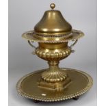 A large 19th century brass brazier on stand