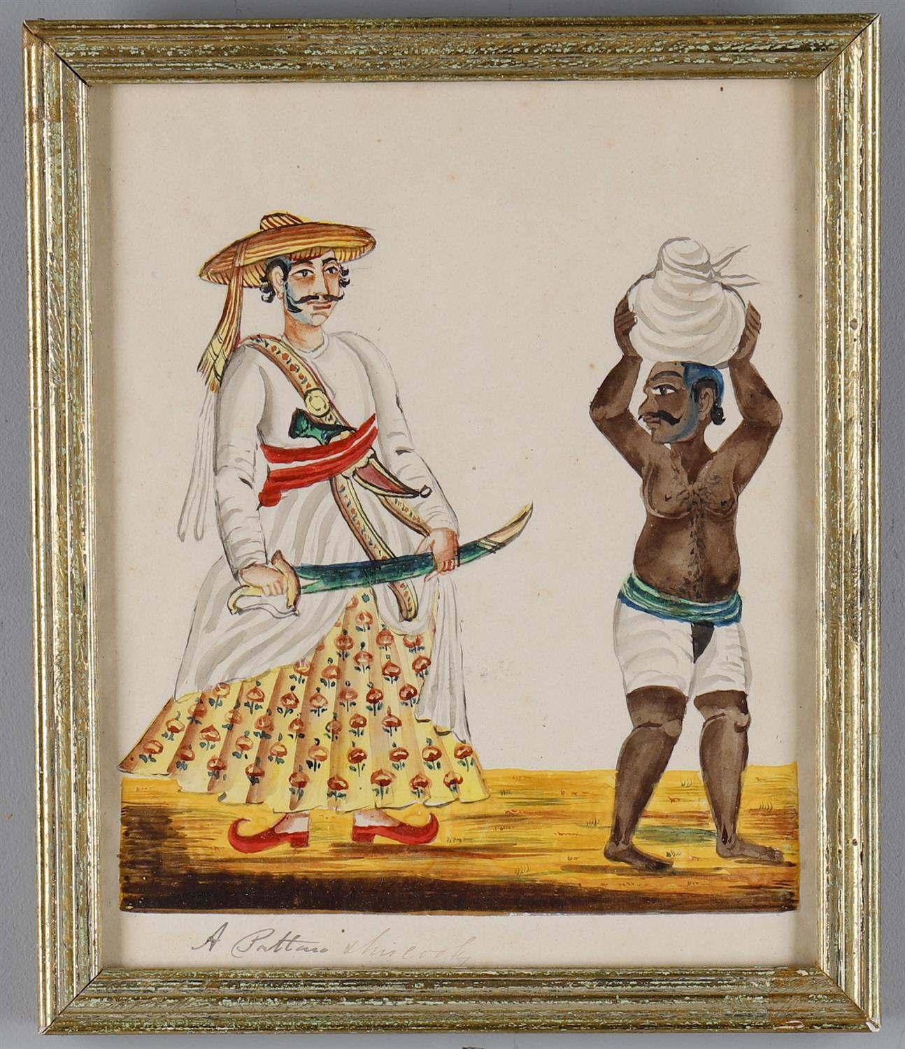 19th century Anglo-Indian "Company School", Maharattah Sepoy and wife - Image 3 of 3