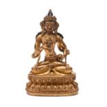 A Tibetan gilt bronze model of Vajrasattva