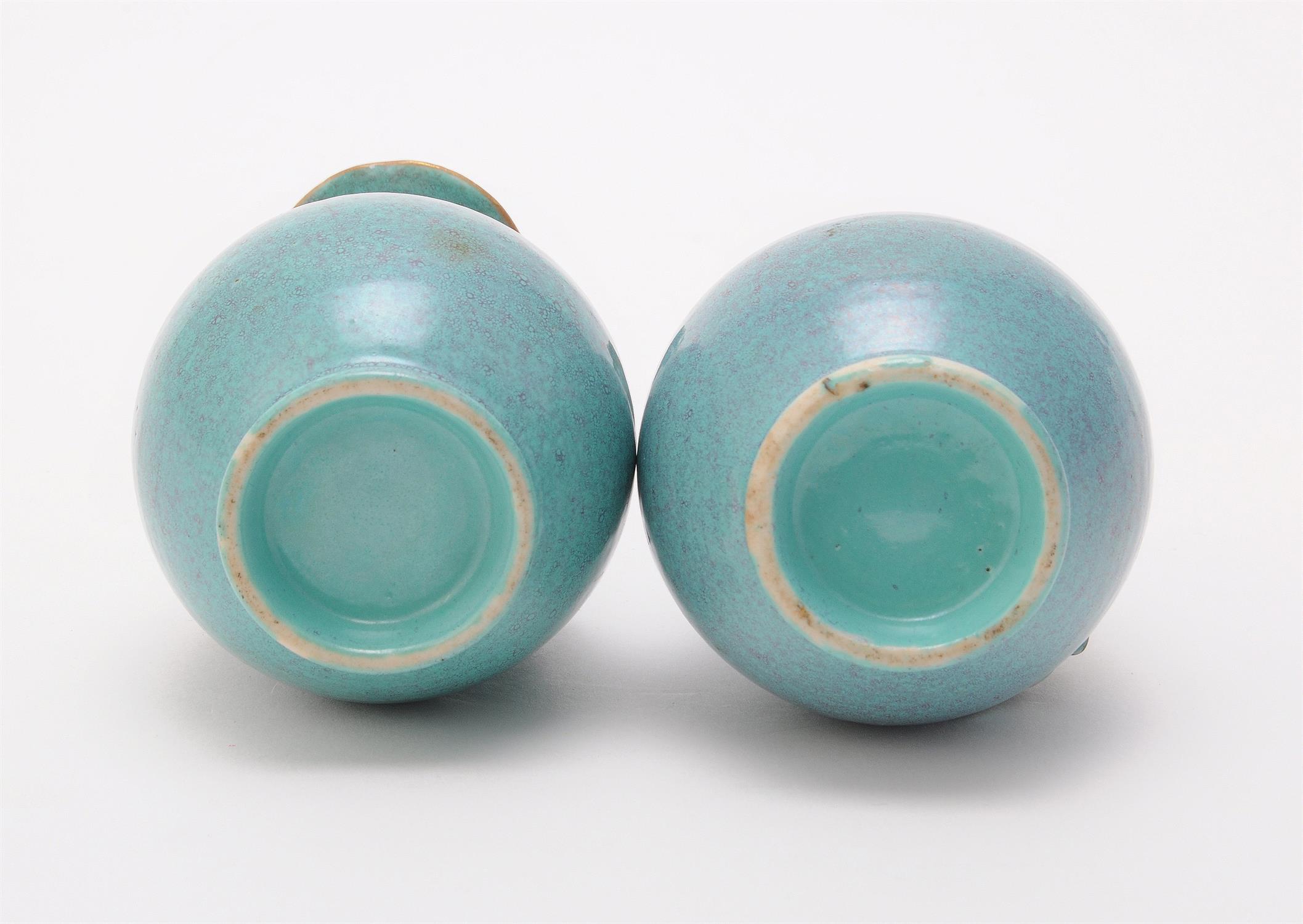 A pair of small Chinese 'robin's egg' glazed bottle vases - Image 4 of 4