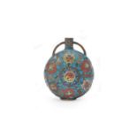 A small cloisonné enamel moon flask