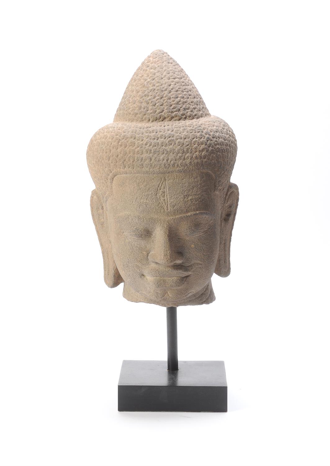 A sandstone Bayon style head of Buddha - Image 2 of 2