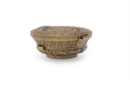 A Tibetan Buddhist copper-gilt repouss bowl container