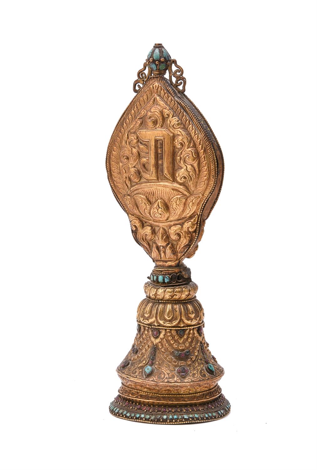 A copper gilt repoussé Buddhist altar ornament - Image 2 of 3