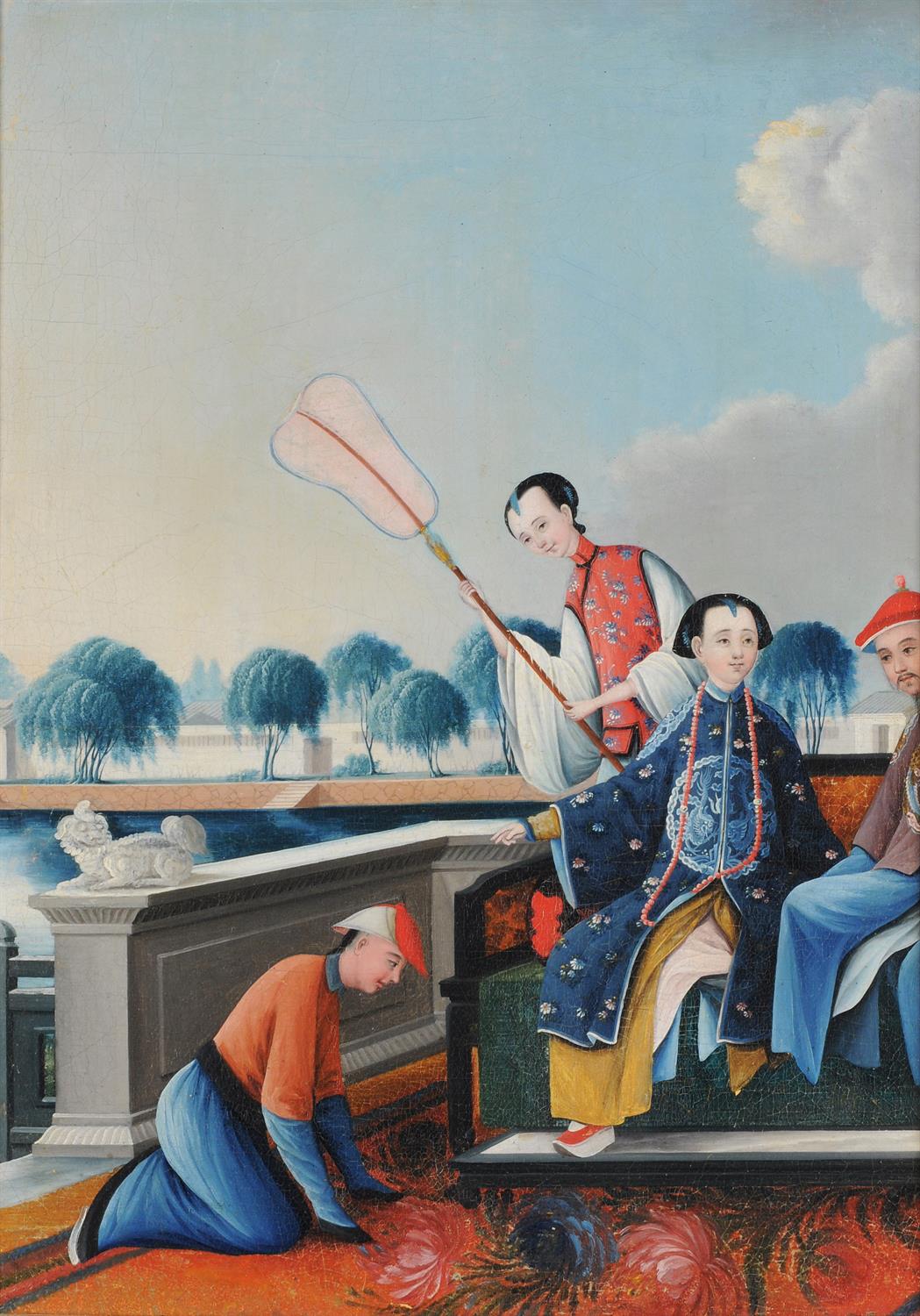 Chinese school, 19th century, a court lady and mandarin - Image 2 of 3