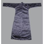 An Imperial Chinese heather-grey satin silk damask informal woman's long robe