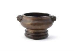 A Chinese bronze twin-handled censer