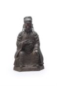 A large and impressive Chinese bronze figure of Guandi
