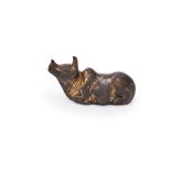 A Chinese gilt bronze paper weight of a rhinoceros