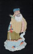 A Chinese painted 'Immortal' duiling silk panel