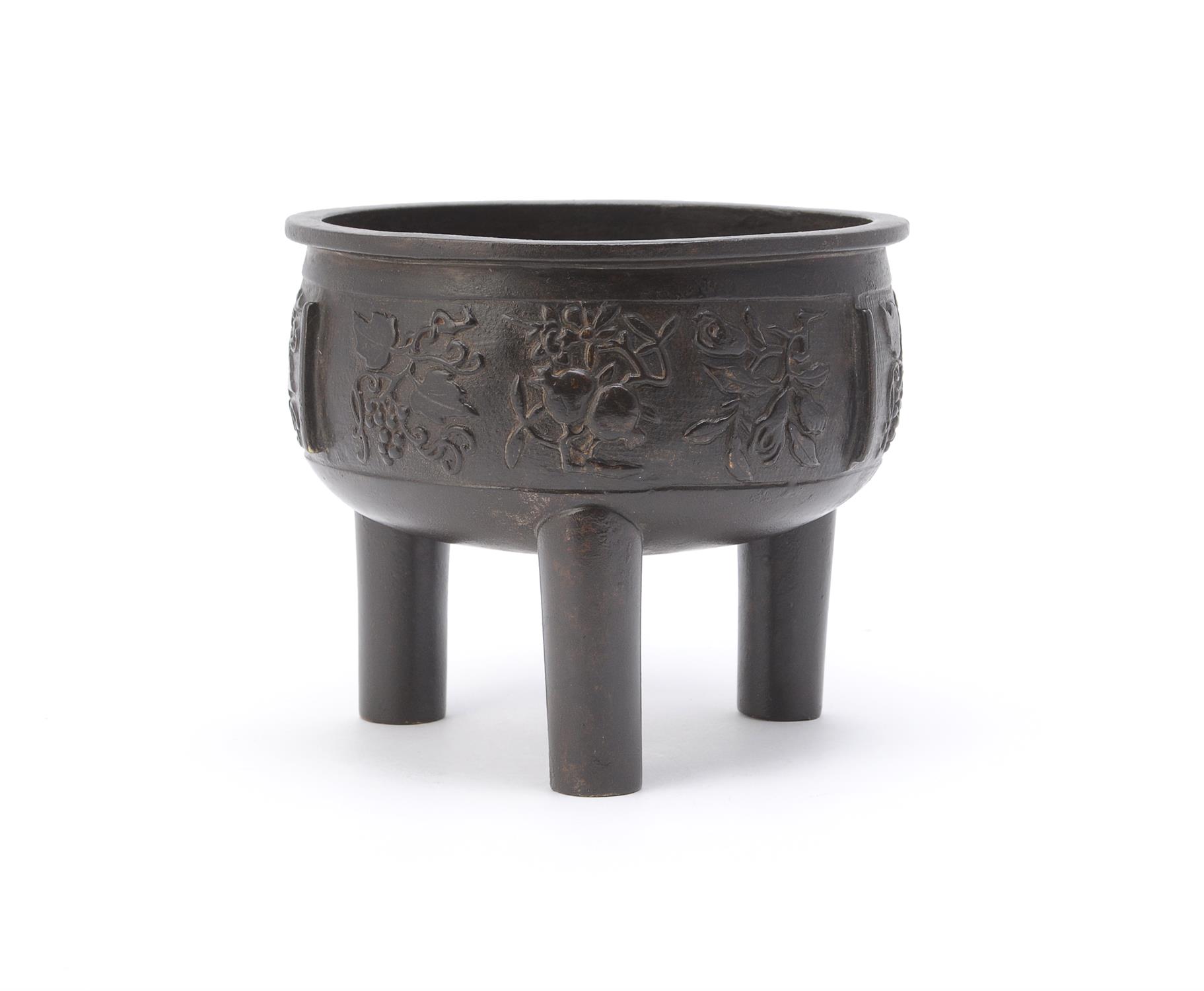 A Chinese bronze tripod censer