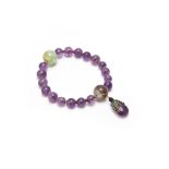 A Chinese amethyst and quartz rosary bracelet