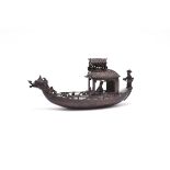 A Chinese 'Dragon boat' censer and cover