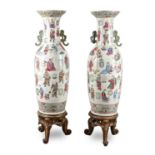 A very large pair of Chinese Famille Rose 'Wu Shang Pu' vases